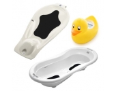 Rotho Babydesign Badewanne Top Xtra weiß mit Badewanneneinsatz Top weiß und gratis Badethermometer digital Ente